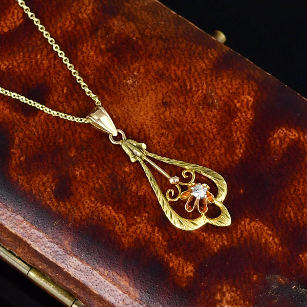 ON HOLD Antique Diamond Buttercup Necklace in 10K Gold - Boylerpf