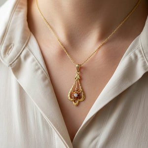 ON HOLD Antique Diamond Buttercup Necklace in 10K Gold - Boylerpf