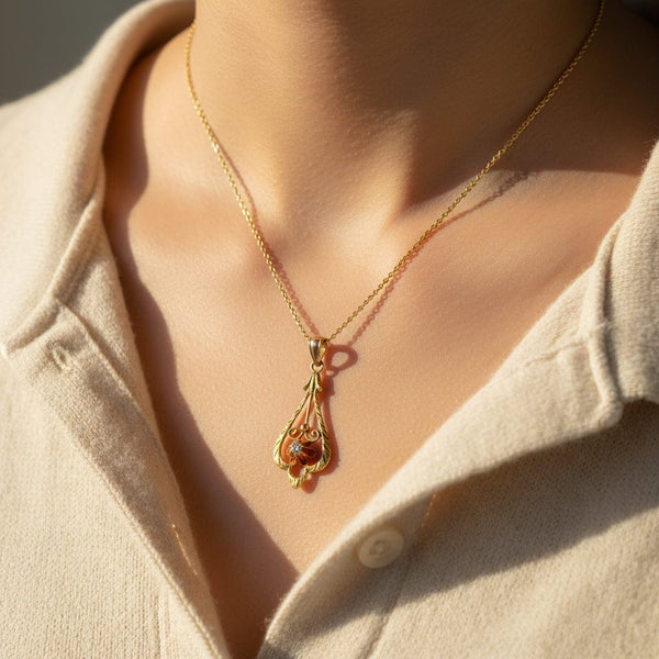 ON HOLD Antique Diamond Buttercup Necklace in 10K Gold - Boylerpf
