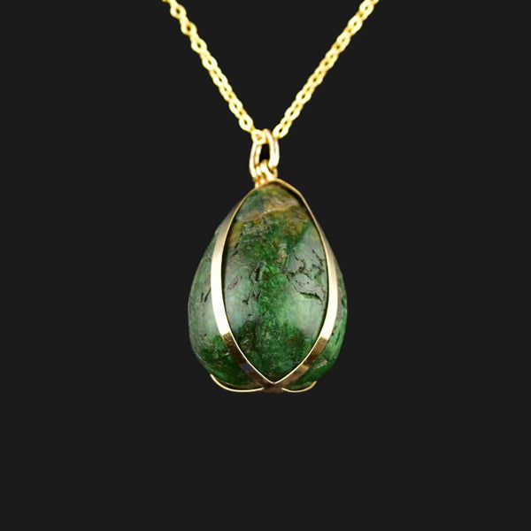 14K Gold Connemara Marble Egg Pendant Necklace - Boylerpf