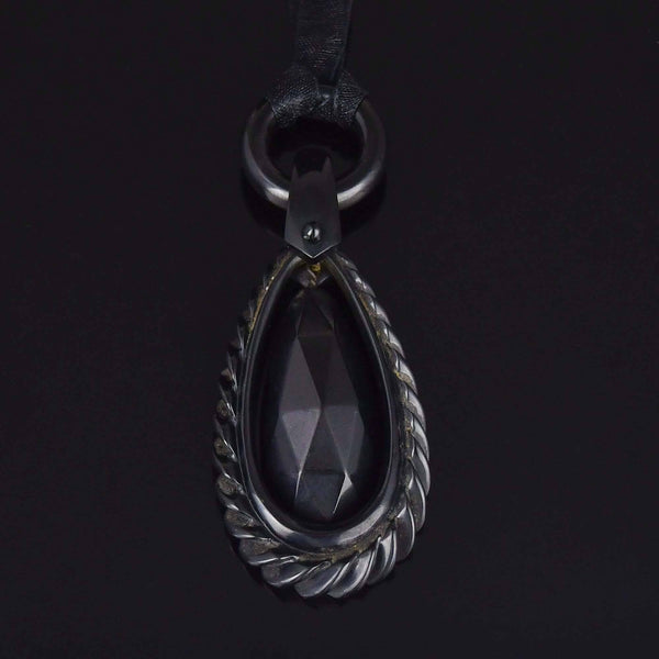Antique Victorian Carved Whitby Jet Necklace