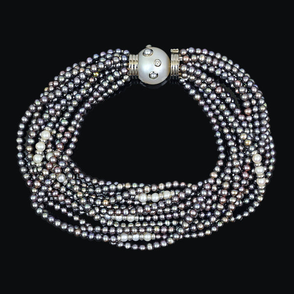 Vintage French 18K Pearl Convertible Necklace Bracelet