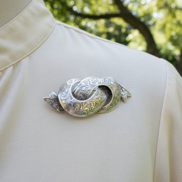 Antique Victorian Silver Engraved Love Knot Brooch - Boylerpf
