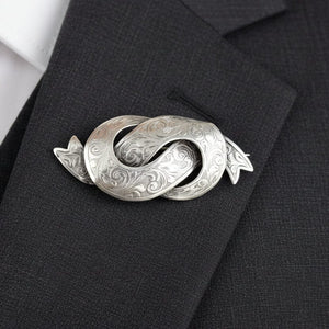 Antique Victorian Silver Engraved Love Knot Brooch - Boylerpf