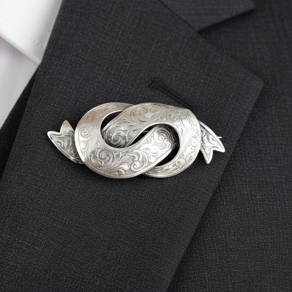 Antique Victorian Silver Engraved Love Knot Brooch - Boylerpf
