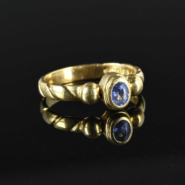 Vintage 18K Gold Natural Sapphire Ring Band - Boylerpf
