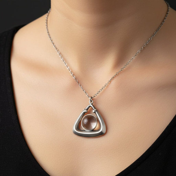 Antique Art Deco Sterling Silver Pools of Light Pendant Necklace