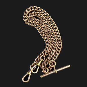 Edwardian Rolled Gold Double Albert Watch Chain Necklace - Boylerpf