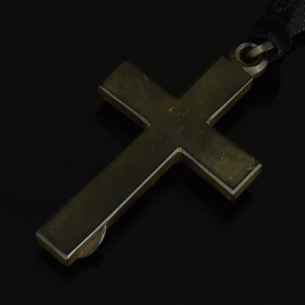 Large Antique Victorian Vulcanite Floral Cross Pendant