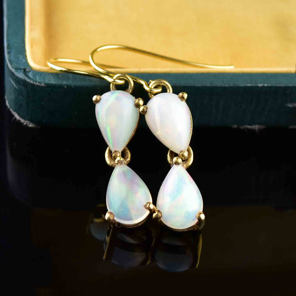 Vintage Gold Pear Cut Opal Earrings - Boylerpf