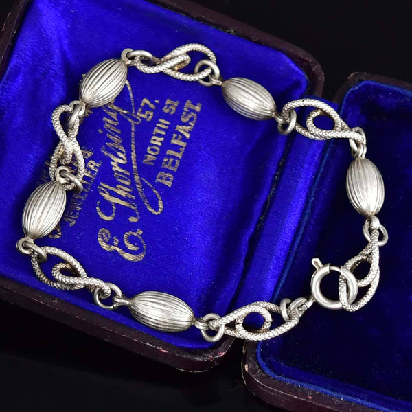 Vintage Ball Twisted 835 Silver Link Bracelet