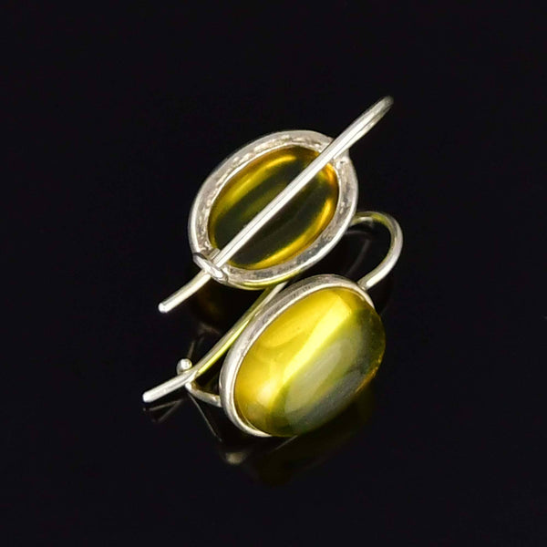 Vintage Sterling Silver Amber Drop Earrings