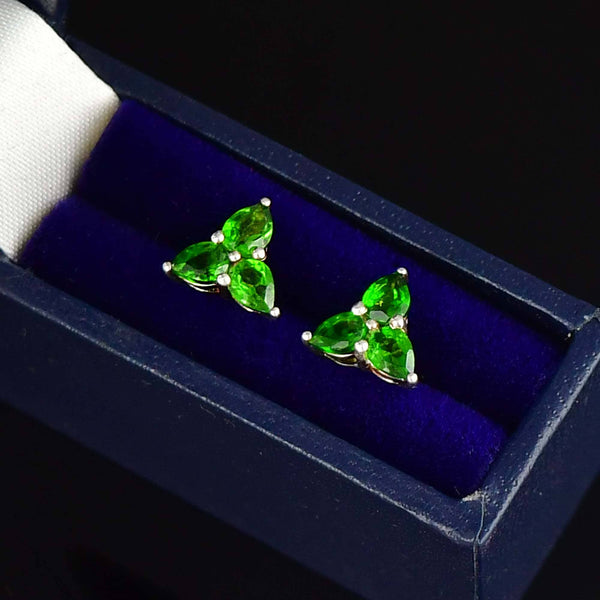 Vintage Sterling Silver Chrome Diopside Stud Earrings