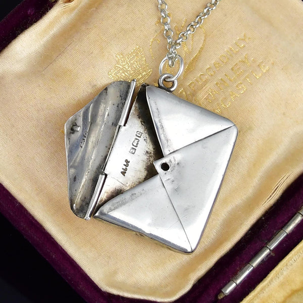 Antique Sterling Silver Adie & Lovekin Stamp Holder Necklace