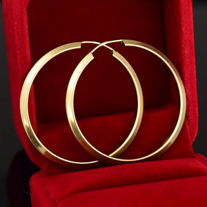 Vintage Large Solid Gold Pierced Hoop Earrings - Boylerpf