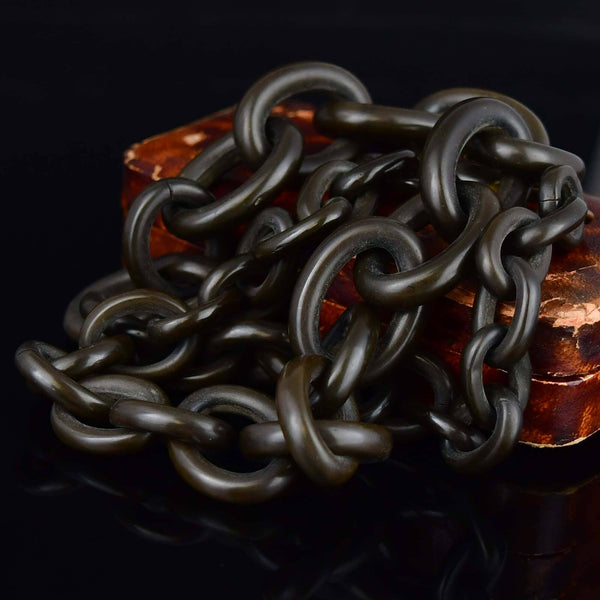 Antique Carved Horn Chain Link Victorian Necklace - Boylerpf