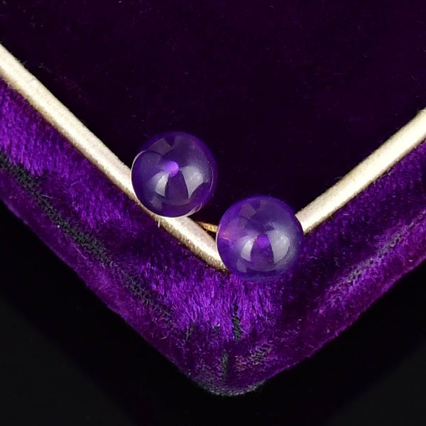 Vintage 14K Gold Amethyst Ball Stud Earrings - Boylerpf