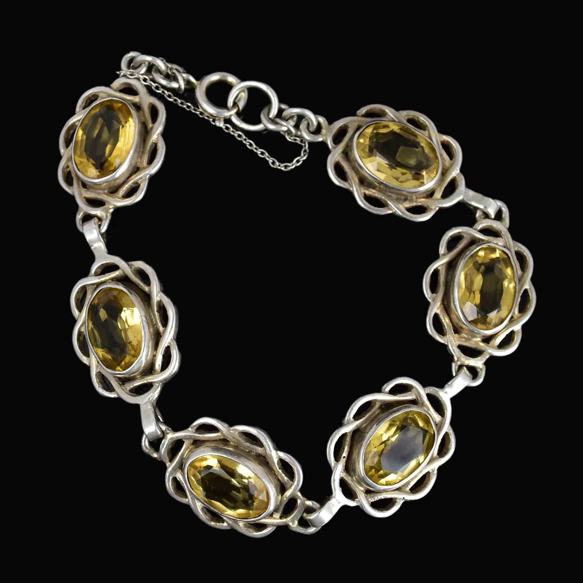 Citrine Link Bracelet, 925 Sterling Silver/Citrine Gemstone Bracelet/ 2024 Unique Design – 3493