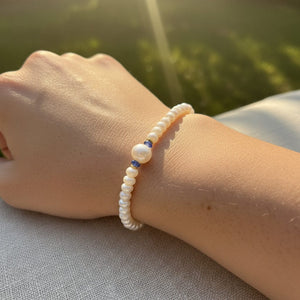 Vintage 14K Gold Blue Sapphire Pearl Bracelet - Boylerpf