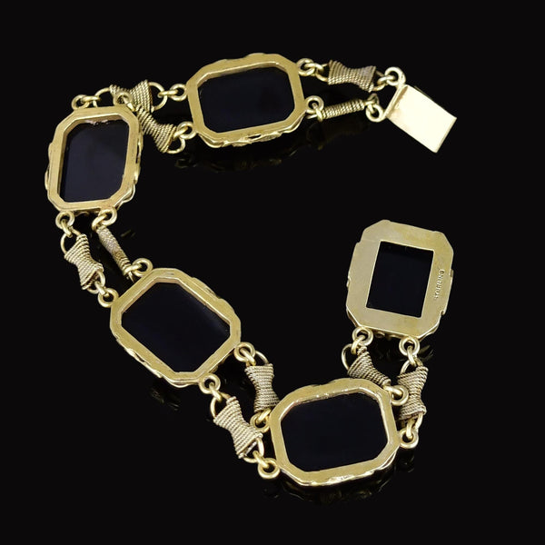 Sterling Silver Gold Vermeil Rope Onyx Chain Bracelet - Boylerpf