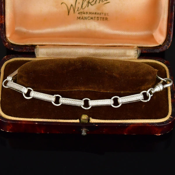 Antique Edwardian Sterling Silver Albert Watch Chain Bracelet