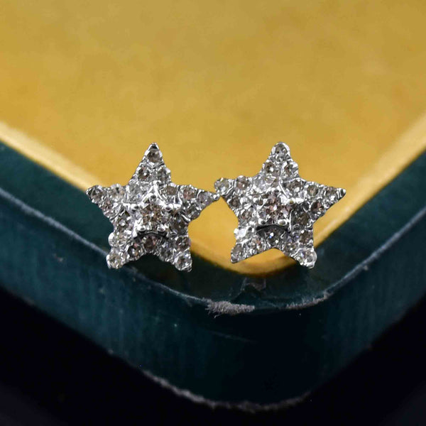 Vintage 10K Gold Diamond Star Cluster Stud Earrings - Boylerpf