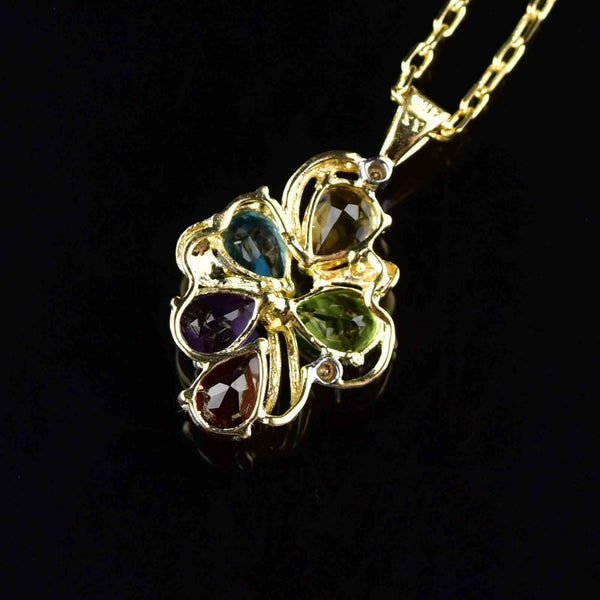 Vintage 10K Gold Multi Stone Pendant Necklace - Boylerpf