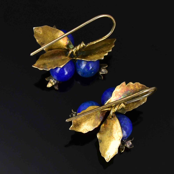 Vintage Sterling Silver Lapis Lazuli Blueberry Enamel Earrings - Boylerpf