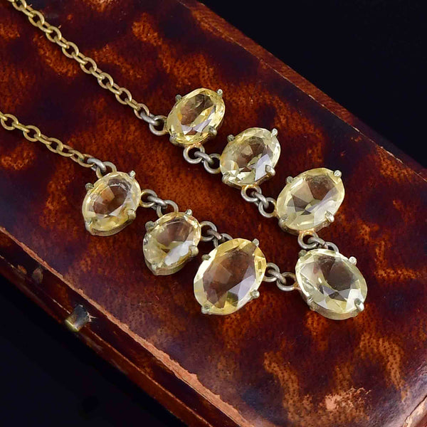 Antique Seven Stone Faceted Citrine Necklace - Boylerpf