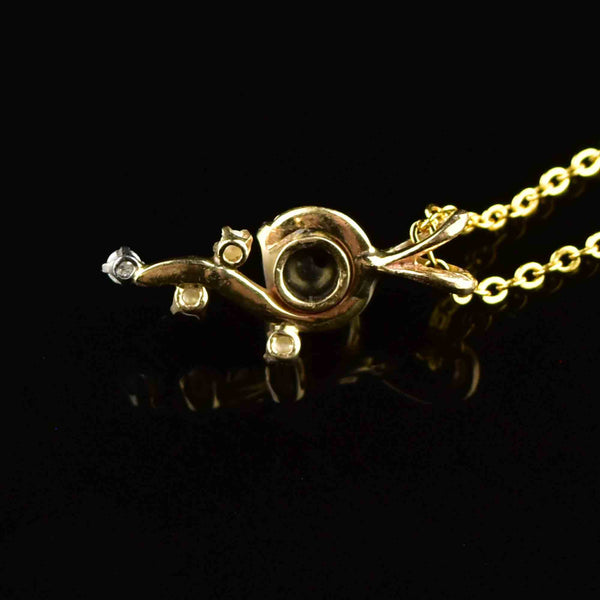 14K Gold Diamond Hematite Pearl Pendant Necklace - Boylerpf