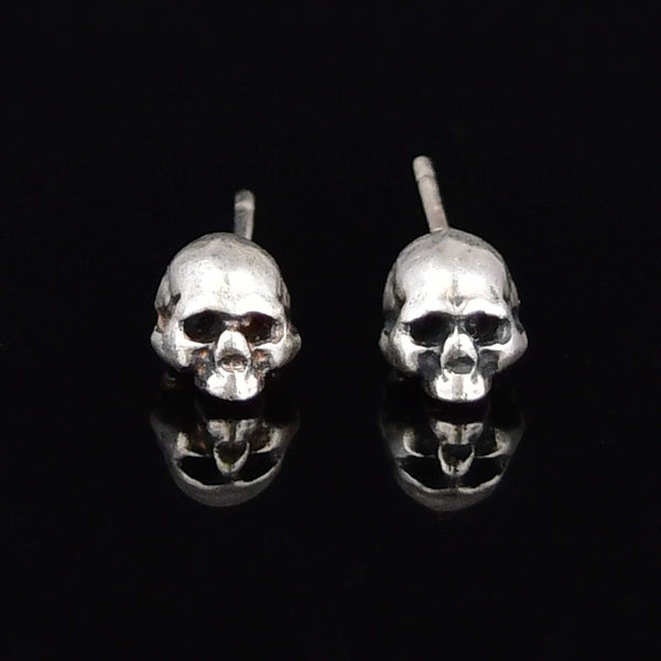 Vintage Sterling Silver Skull Stud Earrings