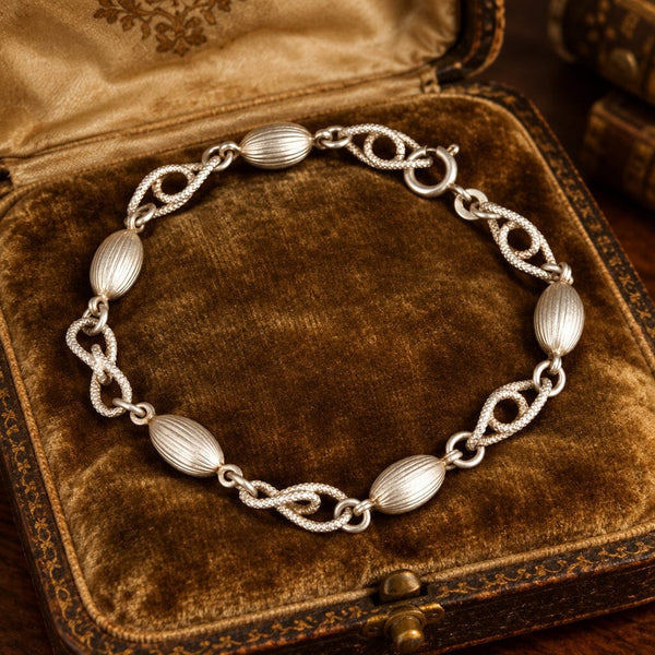 Vintage Ball Twisted 835 Silver Link Bracelet