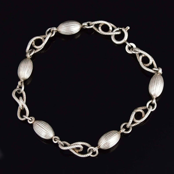 Vintage Ball Twisted 835 Silver Link Bracelet