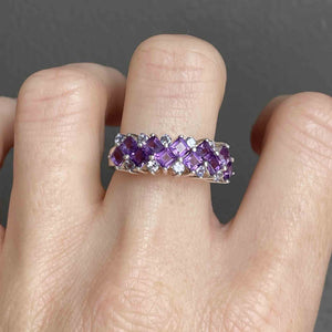 Sterling Silver Amethyst Tanzanite Statement Ring - Boylerpf