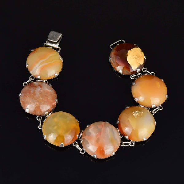 Victorian Sterling Silver Carnelian Agate Antique Bracelet