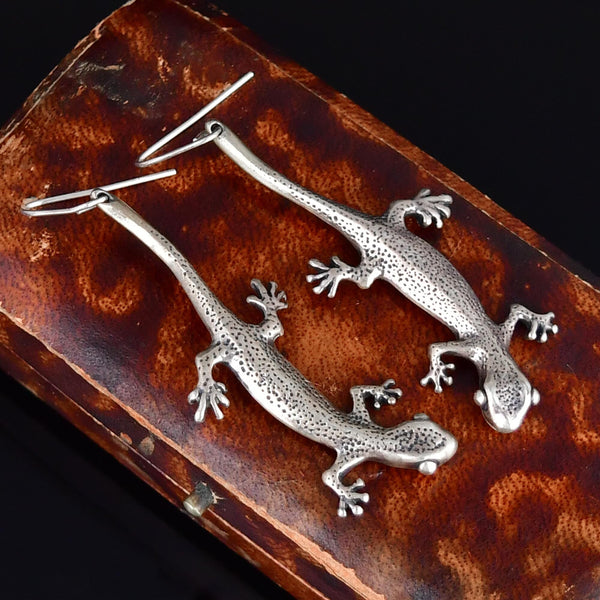 Vintage Sterling Silver Lizard Earrings
