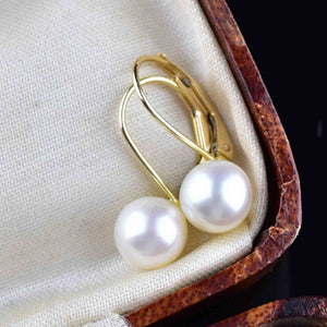 Classic 14K Gold Pearl Lever Back Drop Earrings | Boylerpf