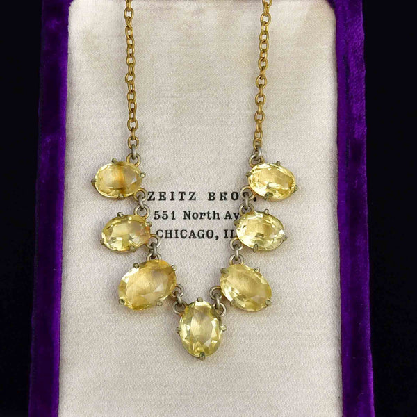 Antique Seven Stone Faceted Citrine Necklace - Boylerpf