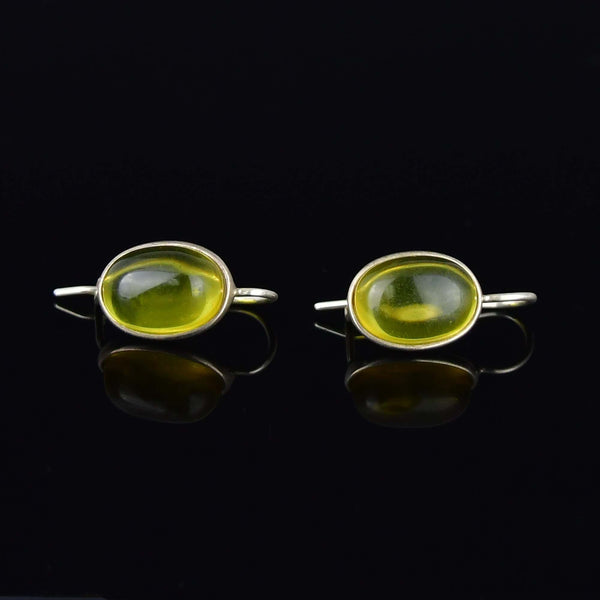 Vintage Sterling Silver Amber Drop Earrings