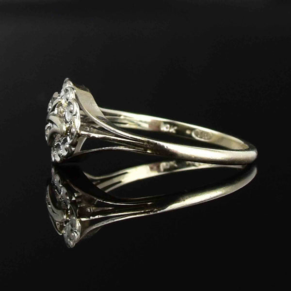 Art Deco 10K White Gold Diamond Stacking Ring - Boylerpf