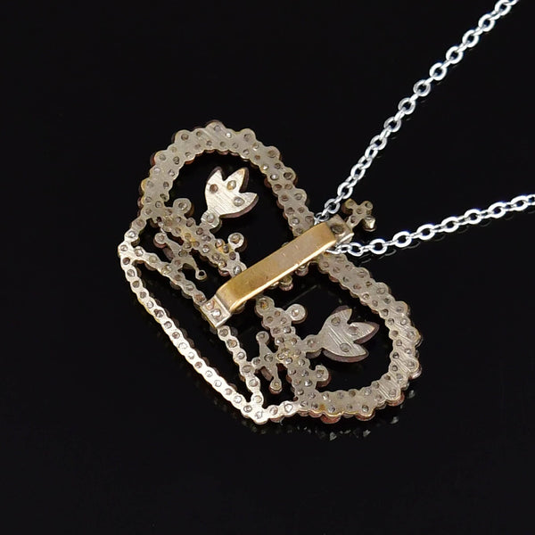 Antique Regal Crown Cut Steel Pendant Necklace - Boylerpf