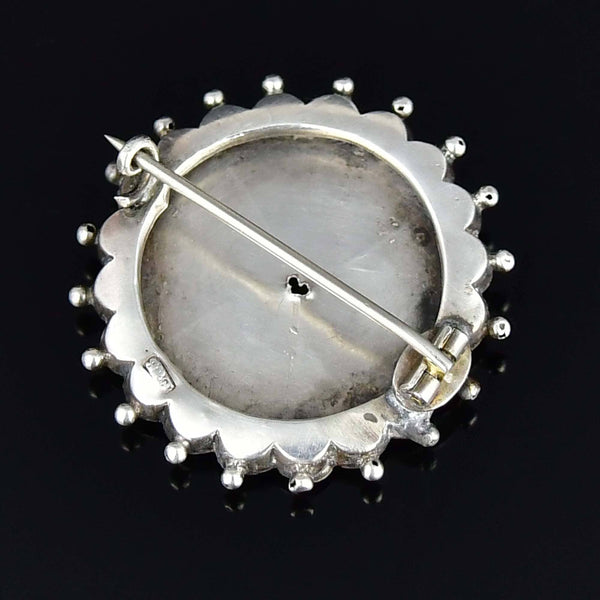 Antique Victorian Edwards & Ball Silver Rose Gold Memorial Brooch - Boylerpf