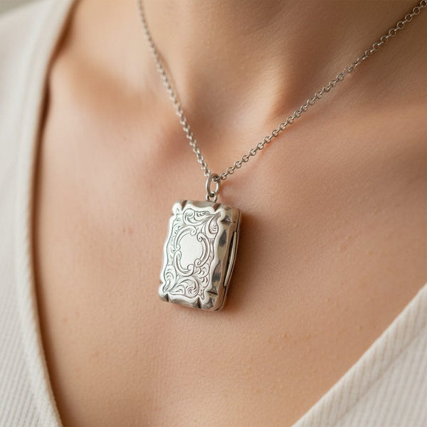 Antique Victorian Silver Vinaigrette Locket Pendant 1856 - Boylerpf