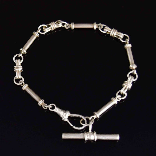 Antique Edwardian Silver Knotted Albert Watch Chain Bracelet - Boylerpf
