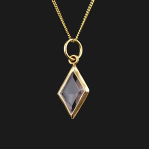 Vintage 18K Gold Faceted Rock Crystal Pendant Necklace - Boylerpf