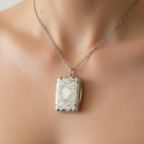 Antique Victorian Silver Vinaigrette Locket Pendant 1856 - Boylerpf