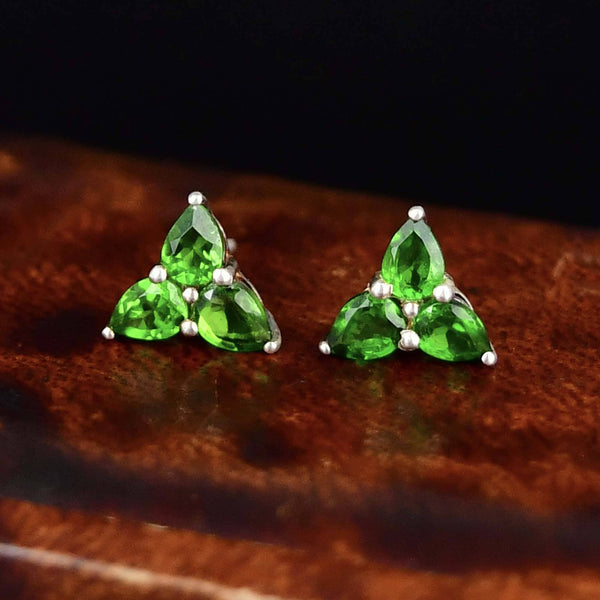 Vintage Sterling Silver Chrome Diopside Stud Earrings