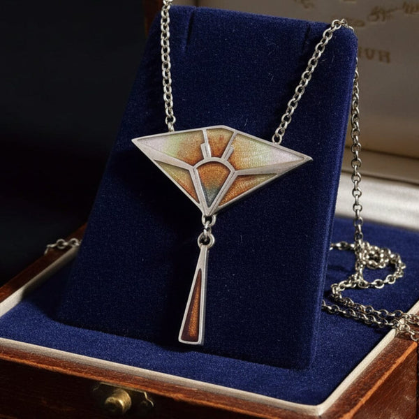 Pat Cheney Sterling Silver Enamel Geometric Necklace
