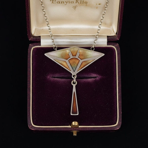 Pat Cheney Sterling Silver Enamel Geometric Necklace