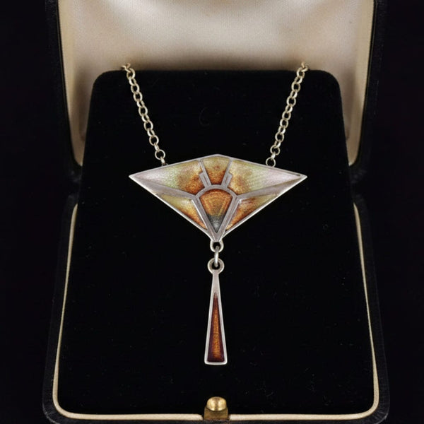 Pat Cheney Sterling Silver Enamel Geometric Necklace